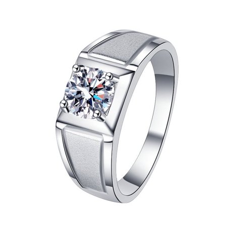 AEN S925 Sterling Silver Ring Women's Fashion Hot Sale Simulation 18K Gold Plated Ring 1 Karat Moissanite