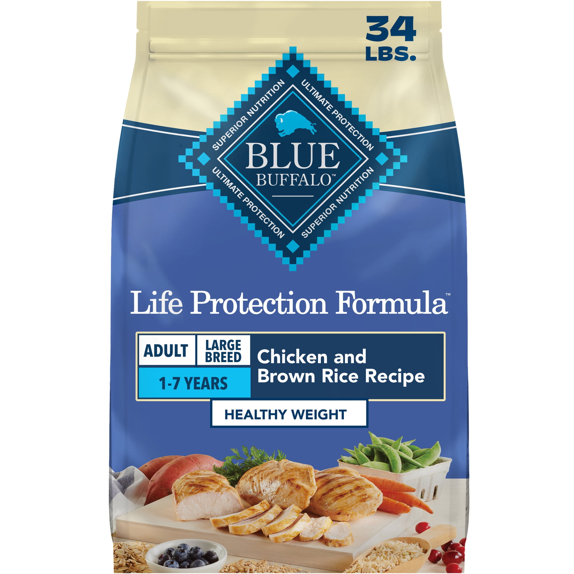 Blue Buffalo Life Protection Healthy Weight Large Dry Dog Food Chicken & Rice 34lb Bag
