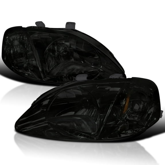 Spec-D Tuning Smoke Lens Headlights Compatible with 1999-2000 Honda Civic EK EX LX Si L R Pair Head Light Lamp Assembly