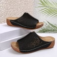 thumbnail image 5 of HAOTAGS Wedge Sandals for Women Hollow Summer Slip On Shoes Black Size 9, 5 of 8