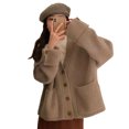thumbnail image 1 of Suéter con frente abierto, botones, ajuste holgado, suave, cálido, informal, prendas de vestir de punto para mujer con bolsillos para viajes, desplazamientos, color caqui L, 1 of 8