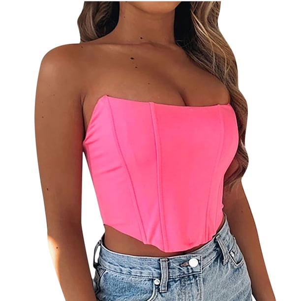 Moda mujer Casual sólido Sexy sin mangas Bandeau chaleco Base camisa Tops Fridja qr1299