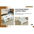 thumbnail image 6 of Modern Minimalist White Double Layered Solid Wood Coffee Table, Rectangular Coffee Table Suitable Tea Table with Storage Shelf, 2-Tier Sofa Side Table for Living Room, Dining Room, and Bedroom, 6 of 12