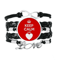 thumbnail image 1 of Quote Keep Calm And Love Red Bracelet Love Accessory Twisted Leather Knitting Rope Wristband, 1 of 3