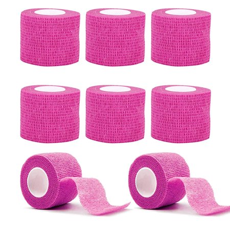 Tattoo Grip Tape, 8pcs 2.95"x 5Yards Disposable Cohesive Tattoo Grip Cover Elastic Bandage Handle Grip Tube for Tattoo Machine Tattoo Grip Accessories(Phosphor Pink)