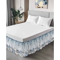 thumbnail image 4 of Blue White Bed Skirt King Size 16 Inch Drop, Fall Pumpkin Eucalyptus Leaves Ombre Thanksgiving Wrap Around Dust Ruffle Bedskirts, Wrinkle & Fade Resistant Easy Fit Bedskirt with Adjustable Elastic, 4 of 8
