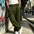 thumbnail image 4 of Iyufng Men's Knee Pleated Detail Wide Leg Casual Sweat Pants Drawstring Elastic Waist with Side Pockets, 4 of 9