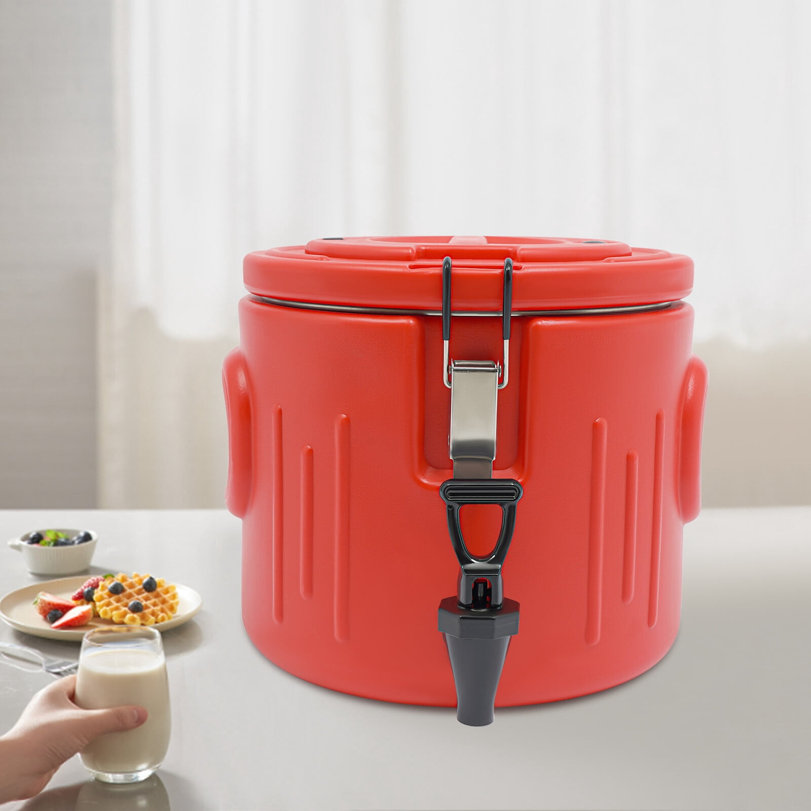 1 PCS Red Insulated Beverage Cooler, Insulated Bucket, Cylinder-Shaped, 28*25. 5cm/11. 02*10. 04in(D*H), 10L/2. 64Gal Insulated Bucket, Insulated Beverage Containers