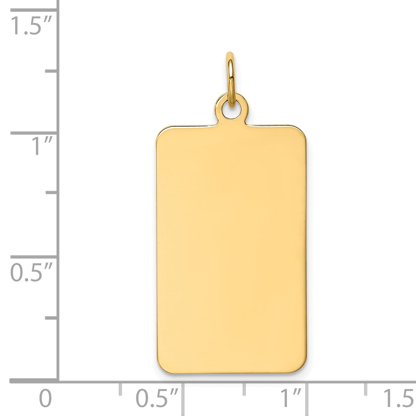 14K Yellow Gold Plain .035 Gauge Engravable Rectangular Disc Charm