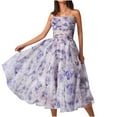 thumbnail image 2 of Patlollav Womens Strappy Strapless Chiffon Sleeveless Printed Botanical Floral Dress, 2 of 6