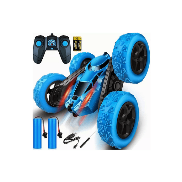 360° Doble Lado Control Remoto De Acrobacia Juguete Coche Azul