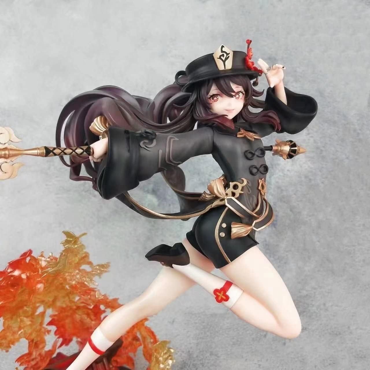 Hu Tao Figure Fighting Genshin Impact Hu Tao Figures 28cm/11inch Handmade PVC Anime Cartoon Character Model Statue Figure Decoration for Anime Fans