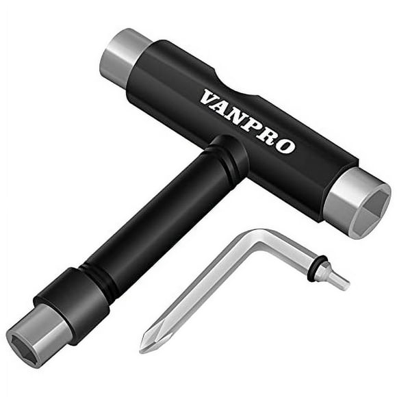Herramienta Multifunción para Skateboard Vanpro All-In-One con Llave Allen en Forma de T y Llave de Cabeza Phillips en Forma de L (Negro Nieve, Paquete de 1)