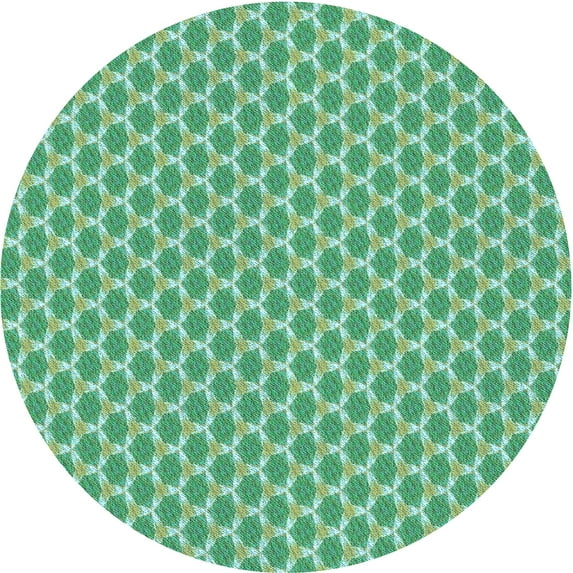 Ahgly Company Machine Washable Indoor Round Transitional Green Area Rugs, 5' Round