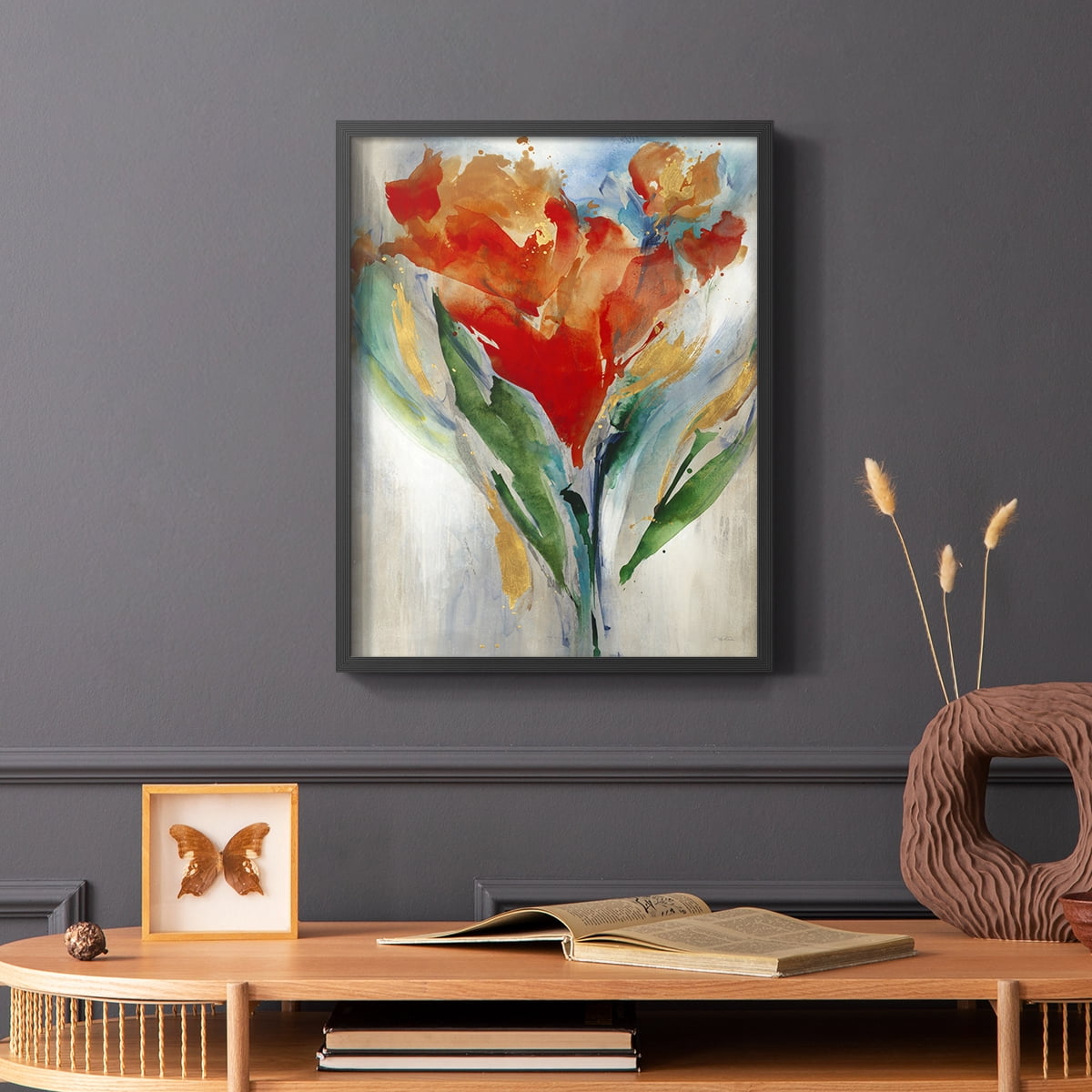 Wild Flower Bouquet Framed Print in Black Solid Wood 22 x 28 Framed Print
