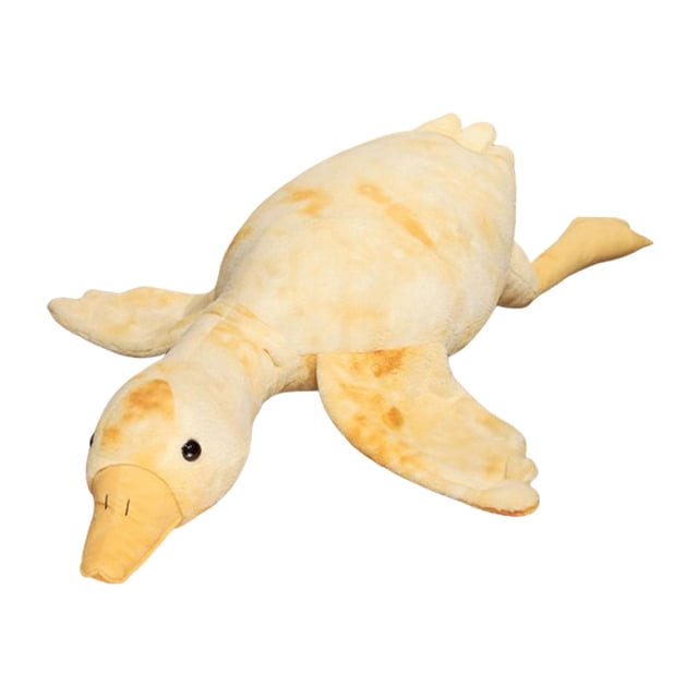 muñeco de peluche de cisne strade fareast limited 50 cm amarillo, vista frontal inclinada del ganso de felpa suave con pico y patas cosidas y ojos negros; tamaño abrazador de 50 cm, ideal como regalo y para decorar sala o dormitorio.
