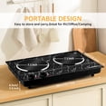thumbnail image 2 of Cusimax 1800W Double Hot Plate - Induction Cooktop,Electeic Stove, Precise Temp Controls,Works with All Cookware.Marble Black, 2 of 7