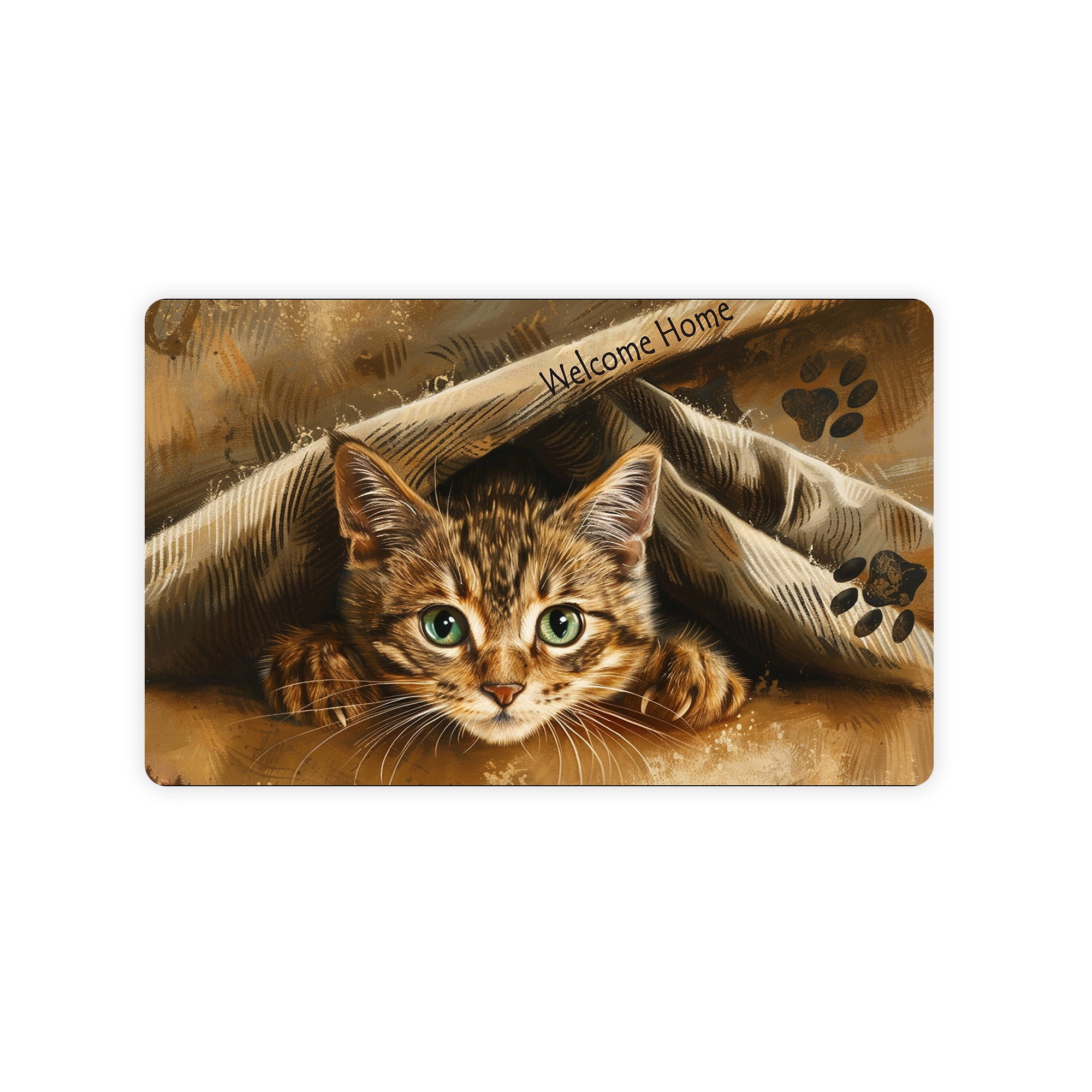 JML Non-Slip MicrofiberFabric & Rubber Doormat - Soft Entryway Rug for Home/Office (16"x24") - Easy Clean Door Mat for Indoor/Outdoor Use, Cat