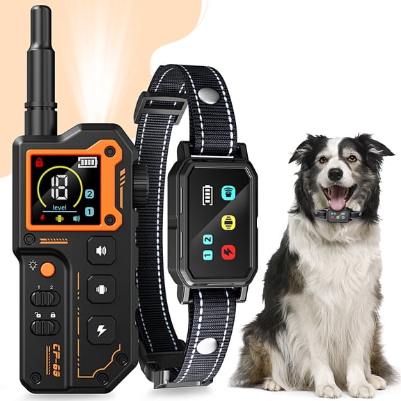USCAMEL Dog Training Collar with Flashlight, 3300FT Shock Collar with Remote for Large Dogs, Upgraded Train Dog Collar 3 Modes Beep Vibration Shock