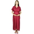 thumbnail image 1 of Bimba Maternity Hospital Kaftan With Belt Rayon Nursing Night Gown| Front & Back Buttons, 1 of 8