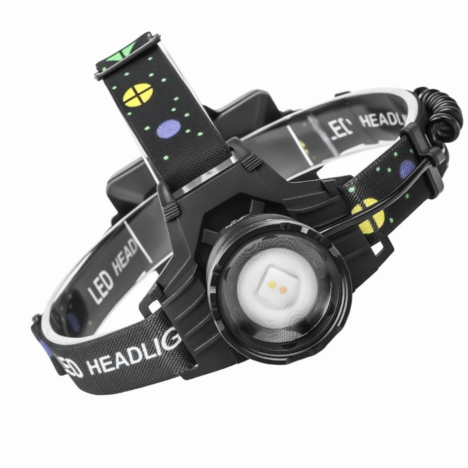 White laser zoom Headlamps, adjustable at 180 degrees, dual light source, outdoor night fishing, strong battery life headlight.