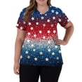 thumbnail image 3 of US 250th Anniversary Scrub Tops Women Patriotic Star Print Tops for Women Short Sleeve Nursing Uniforms 4th of July Medical Plus Size Scrub T Shirts, 3 of 5