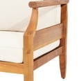 thumbnail image 6 of Edwin Mid-Century Modern Outdoor Patio Acacia Wood Sofa, Slat Design with Cushions, 73" Lounge Chair, Beige+Teak, 6 of 8