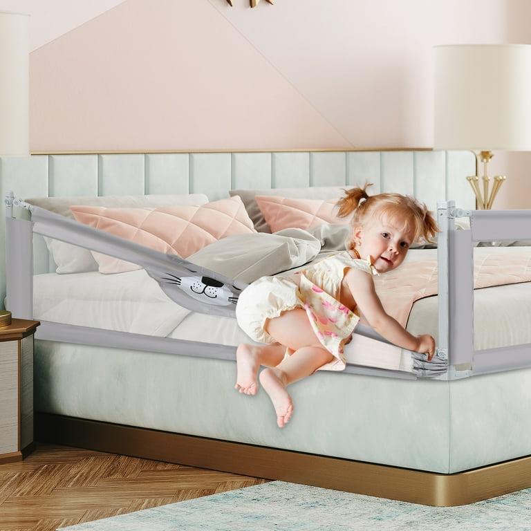 Bed Rails for Toddlers Crib Fence Seamless Models Baby Fall Protection Fence Gray Calf Bedside Fencing Lifting Height 75