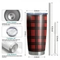 thumbnail image 6 of 20oz Tumblers Red and Black Christmas Plaid Pattern Stainless Steel Vacuum Insulated Double Wall Travel Tumbler Cups Mug with Lid and Straw,Cleaning Brush for Cold & Hot Drinks, 6 of 7