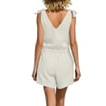 thumbnail image 5 of Mifsaly Linen Two Piece Set Women Tie Strap Sleeveless V-Neck Button Down Tops and High Waist Shorts Lightweight Casual Summer Travel Beach Outfits Beige,M, 5 of 6