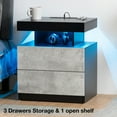 thumbnail image 3 of Hommpa Modern Nightstand Set of 2 LED Nightstand with 15W Wireless Charging Type C USB Port 2 Drawers Bedside Table Storage High Gloss Night Table Gray End Side Table for Bedroom Furniture 22.3" Tall, 3 of 9