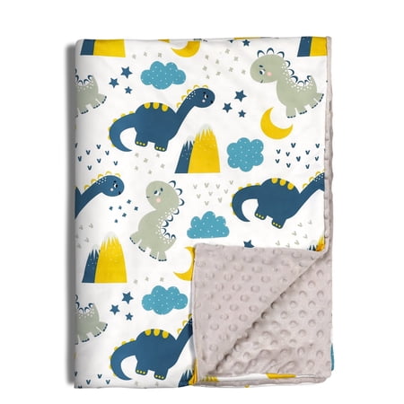 Gllquen Baby Blanket Unisex Newborn Ultra Soft Minky with Double Layer Dotted Backing Receiving Dinosaur Blankets for Toddler Infant Baby Nursery Bed Blankets Stroller Crib Shower Gifts 30 x 40