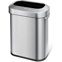 EKO Urban Slim 15.8 Gallon Commercial Trash Can, Brushed Stainless Steel Open Top Garbage Can