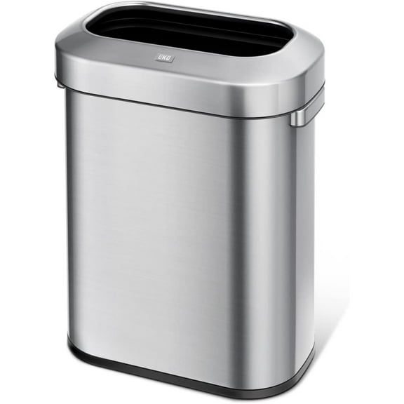 EKO Urban Slim 15.8 Gallon Commercial Trash Can, Brushed Stainless Steel Open Top Garbage Can
