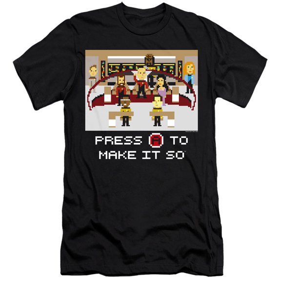 Star Trek Make It So Pixel Premium Canvas Adult Slim Fit 30/1 T-Shirt Black