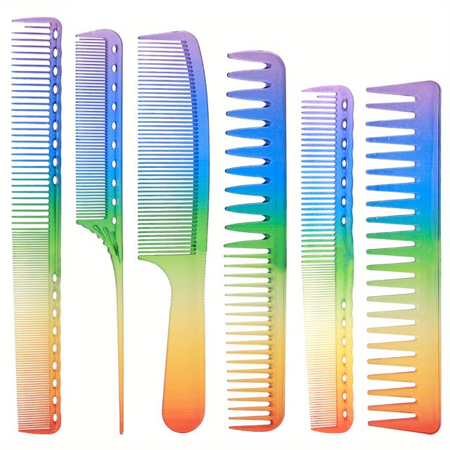 6-Piece Rainbow Hair Comb Set - Perfect Christmas Gift for Styling All Hair Types!