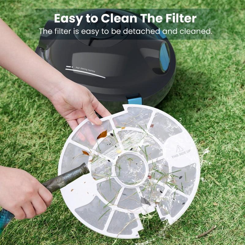 POWEART Cordless Robotic Pool Cleaner, 90-Min Auto Vacuum, Smart Edge Shutoff, Deep Clean, Large Filter Basket for Flat Above-Ground Swimming Pools