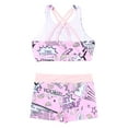 thumbnail image 5 of CHICTRY Little Girls 2-pc Swimsuit Floral Patterns Crop Top with Bottoms Swimwear Pop Pink 8, 5 of 7