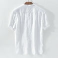 thumbnail image 3 of Jinhomg Men's Big and Tall Summer Shirts Lightweight Comfy Cotton Linen Beach Tops Casual Loose Short Sleeve Button Down Vacation Shirt White XL, 3 of 4