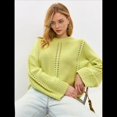 thumbnail image 4 of Suéteres de Punto Grueso para Mujer, Otoño 2025, Larga, Cuello Redondo, Jersey Holgado, Ropa de Moda de Invierno. Amarillo-Verde M, 4 of 10