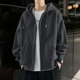 thumbnail image 5 of 2024 Fall Winter Warm Fleece Hooded Sweatshirt Mens Zip-up Coats With Hooded Casual Men Solid Long Sleeve Oversize Hoodie Jacket, 5 of 6