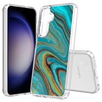 TalkingCase Slim Fit Phone Case Compatible for Samsung Galaxy S25(Not S25  Plus/Ultra), Gold Blue Marble Print, Lightweight,Flexible, USA Print