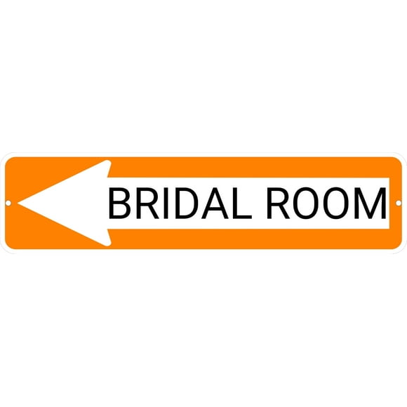 BRIDAL ROOM Orange Left Arrow 24 x 6 inch Aluminum Composite Sign