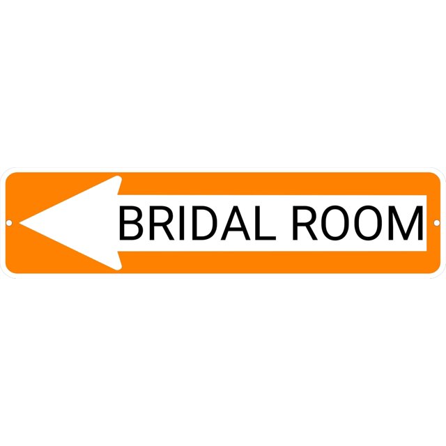 BRIDAL ROOM Orange Left Arrow 24 x 6 inch Aluminum Composite Sign