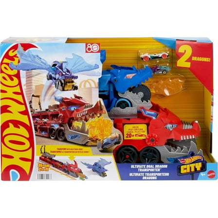 Hot Wheels City Ultimate Dual Dragon Transporter Diecast Car Playset