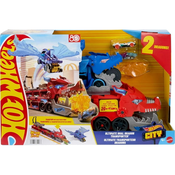 Hot Wheels City Ultimate Dual Dragon Transporter Diecast Car Playset