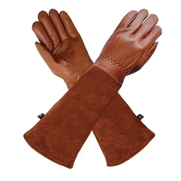 Long Tube Gardening Safety Working Gloves Leather Breathable Gauntlet Pruning Gloves Garden Industrial Protective Work Gloves