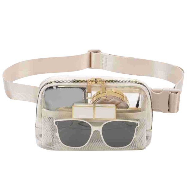 Bolso Pecho Transparente Impermeable Tpu para Al Aire Libre Riñonera para Correr Color Beige