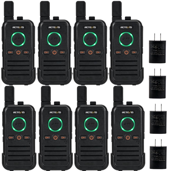 Walkie Talkies Retevis RB45, paquete de 8, recargables de largo alcance