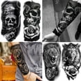 thumbnail image 3 of 22 hojas de tatuajes temporales de media manga en 3D para antebrazo para hombres, mujeres y adultos, La, 3 of 5